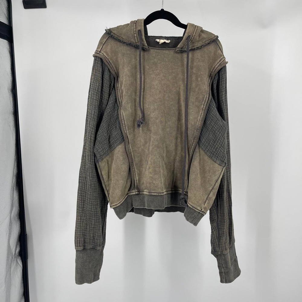 Women's Boho Earthy Patchwork Hoodie Oversized M Fairy Goblincore Whimsy Indie